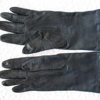 Vintage Gloves  Sz 7 1/2 Navy Dark Blue Leather Short Retro Mid Century Cosmopolitan Style Miss Fisher Cosplay Free Ship US When Roses Bloom