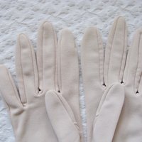 Vintage Gloves Beige Vegan Fabric Washable Retro Cosplay Classic Tea Party Wedding Bride Bridesmaid Petite Free Ship US  WhenRosesBloom