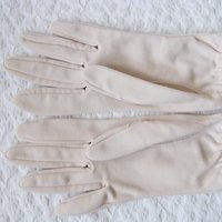 Vintage Gloves Beige Vegan Fabric Washable Retro Cosplay Classic Tea Party Wedding Bride Bridesmaid Petite Free Ship US  WhenRosesBloom