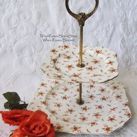 Vintage Rose Chintz China Two Tier Stand Made in Japan 1920's-1930's Tea Party Wedding Birthday Classic Elegant Tea Gift  WhenRosesBloom