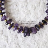 Necklace Choker Amethyst Purple Stone Brass Vintage Necklace Boho Gypsy Minimalist Retro Style Elegant but Casual  Necklace WhenRosesBloom