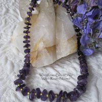 Necklace Choker Amethyst Purple Stone Brass Vintage Necklace Boho Gypsy Minimalist Retro Style Elegant but Casual  Necklace WhenRosesBloom