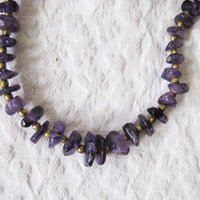 Necklace Choker Amethyst Purple Stone Brass Vintage Necklace Boho Gypsy Minimalist Retro Style Elegant but Casual  Necklace WhenRosesBloom