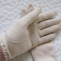 Vintage Gloves Beige Vegan Fabric Washable Retro Cosplay Classic Tea Party Wedding Bride Bridesmaid Petite Free Ship US  WhenRosesBloom