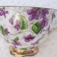 Tea Cup Chintz Purple Violets Made in Japan Vintage Retro TeaTime Dainty Tea Time Gift Mid Century Shabby Chic  WhenRosesBloom Classic Tea