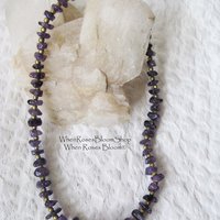 Necklace Choker Amethyst Purple Stone Brass Vintage Necklace Boho Gypsy Minimalist Retro Style Elegant but Casual  Necklace WhenRosesBloom