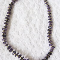 Necklace Choker Amethyst Purple Stone Brass Vintage Necklace Boho Gypsy Minimalist Retro Style Elegant but Casual  Necklace WhenRosesBloom
