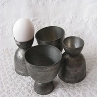 Vintage Pewter Egg Cups Rare Hard to Find Shabby Chic Cottage Farmhouse Romantic Retro Mid Century Urban Minimalist  Style WhenRosesBloom