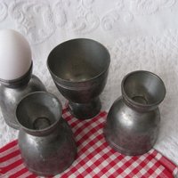 Vintage Pewter Egg Cups Rare Hard to Find Shabby Chic Cottage Farmhouse Romantic Retro Mid Century Urban Minimalist  Style WhenRosesBloom