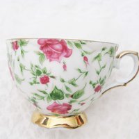 Vintage Rose Chintz Tea Cup Made Japan Mid Century Retro Elegant Tea Gift Victoria Downtown Tea Cottage Shabby Chic WhenRosesBloom