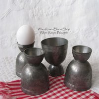 Vintage Pewter Egg Cups Rare Hard to Find Shabby Chic Cottage Farmhouse Romantic Retro Mid Century Urban Minimalist  Style WhenRosesBloom