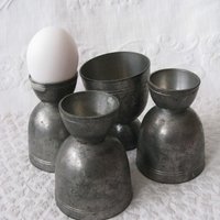 Vintage Pewter Egg Cups Rare Hard to Find Shabby Chic Cottage Farmhouse Romantic Retro Mid Century Urban Minimalist  Style WhenRosesBloom