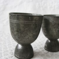 Vintage Pewter Egg Cups Rare Hard to Find Shabby Chic Cottage Farmhouse Romantic Retro Mid Century Urban Minimalist  Style WhenRosesBloom