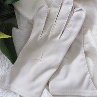 Gloves Beige Fabric short Vegan Retro Vintage Tea Party Elegant Cosplay Downton Miss Fisher Mid Century Style Free Ship US When Roses Bloom