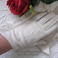 Gloves Beige Fabric short Vegan Retro Vintage Tea Party Elegant Cosplay Downton Miss Fisher Mid Century Style Free Ship US When Roses Bloom