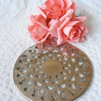 Vintage Tea Trivet Silver Glass Hot Plate Eales 1779 Tea Party Wedding Birthday Entertain Gift Rococo Elegant Shabby Chic   WhenRosesBloom