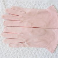 Vintage Pink Gloves tailored Wedding Tea Party Retro Mid Century Bridal Downton Retro Cosplay Free Ship  US When Roses Bloom