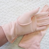 Vintage Pink Gloves tailored Wedding Tea Party Retro Mid Century Bridal Downton Retro Cosplay Free Ship  US When Roses Bloom