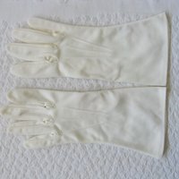 Soft White Gloves Sz 8 Vintage Wedding Tea Dance Retro Mid Century Elegant Cosplay Man Woman Costume  Free Ship US When Roses Bloom
