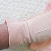 Vintage Pink Gloves tailored Wedding Tea Party Retro Mid Century Bridal Downton Retro Cosplay Free Ship  US When Roses Bloom