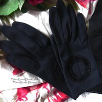 Vintage Black Gloves Sz 6 6.5 Driving Gloves Mid Century Retro 60's Audrey Hepburn Hollywood Glamour Steampunk  Free Ship US WhenRosesBloom