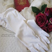 Vintage White Gloves Wedding Tea Retro Mid Century Bride Bridesmaid Downton Titanic Austen Cosplay  Free Ship  US When Roses Bloom