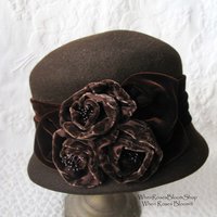 Vintage Hat Brown Cloche Tea Wedding Garden Party Retro Tailored Elegance Downton Miss Phryne Fisher Gatsby Cosplay Style  WhenRosesBloom
