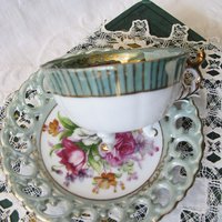 Vintage Tea Cup Floral Royal Sealy Child Dolly Mommy & Me Nana Tea Party Demitasse Cappuccino Cottage Farmhouse  Shabby Chic WhenRosesBloom