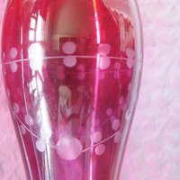 Vintage Pair Etched Cranberry Glass Flower Bud Vase Pair 2 Ruby Flash Style Bohemian Glass Shabby Decor Style  Farmhouse WhenRosesBloom