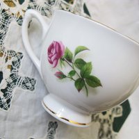 Vintage Tea Cup Pink Roses English Bone China Retro Tea Gift Mid Century Shabby Chic Farmhouse Jane Austen Downton Abbey WhenRosesBloom