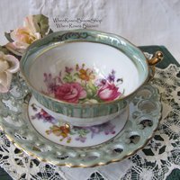 Vintage Tea Cup Floral Royal Sealy Child Dolly Mommy & Me Nana Tea Party Demitasse Cappuccino Cottage Farmhouse  Shabby Chic WhenRosesBloom
