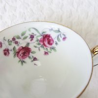 Vintage Rose Chintz Tea Cup Pink Purple Japan Mid Century Retro Elegant Tea Gift Victoria Downtown Tea Cottage Shabby Chic WhenRosesBloom