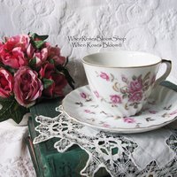 Lefton Teacup Pink Roses Vintage Mid Century Retro Tea Gift Downton Abbey Shabby Chic Classic Tea WhenRosesBloom