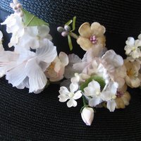 Vintage Black Straw Hat Classic  Flowers Garden Tea Party Hat Summer Straw Hat with Flowers Elegant Cosplay WhenRosesBloom