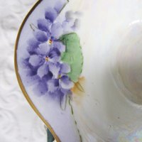 Vintage Violet China Sauce Gravy Jam Dish with Plate Hand Painted 1900's Edwardian Victorian Downton Cottage Shabby Chic WhenRosesBloom