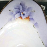 Vintage Violet China Sauce Gravy Jam Dish with Plate Hand Painted 1900's Edwardian Victorian Downton Cottage Shabby Chic WhenRosesBloom
