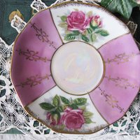 Tea Cup Pink Roses Footed Japan Vintage Downton Tea Time Gift Cottage Shabby Chic Mid Century Tea Style  WhenRosesBloom