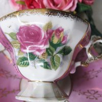 Tea Cup Pink Roses Footed Japan Vintage Downton Tea Time Gift Cottage Shabby Chic Mid Century Tea Style  WhenRosesBloom