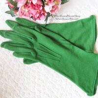 Vintage Green Matinee Gloves Tea Party Retro Mid Century Cosplay Wedding Bride Bridesmaid Afternoon Tea Shipping Incl. US When Roses Bloom