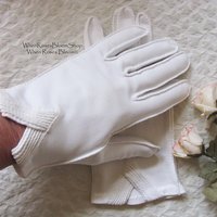 Gloves White Short Retro Vintage Tea Party Elegant Cosplay Downton Miss Fisher Mid Century Style Free Ship US When Roses Bloom
