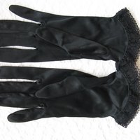 Vintage Gloves Black Sz 6.5 Nylon Retro Mid Century 40s 50s Tea Dance Wedding Downton Steampunk Retro  Cosplay Free Ship US  WhenRosesBloom