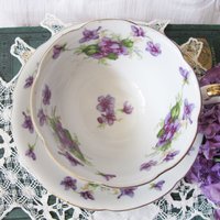 Vintage Lefton  Footed Tea Cup Violets Japan Mid Century Retro Tea Time Birthday Gift Cottage Farmhouse Shabby Chic Style WhenRosesBloom