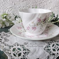 Tea Cup English Floral Bone China Vintage Tea Gift Dainty Pink Shabby Chic Retro Mid Century Classic British Shelley Look  WhenRosesBloom