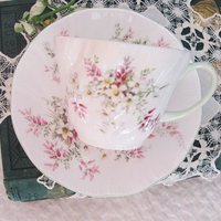 Tea Cup English Floral Bone China Vintage Tea Gift Dainty Pink Shabby Chic Retro Mid Century Classic British Shelley Look  WhenRosesBloom