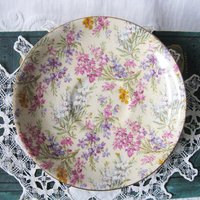 Vintage Tea Cup Chintz Pink Purple Heather Floral English Bone china Tea Cup  Downton Shabby Chic Mid Century Tea Party Gift  WhenRosesBloom