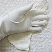 White Gloves Short Sz 6 Embroidered Vintage Retro Mid Century 40s 50s Tea Dance Wedding Downton Cosplay Gloves Free Ship US  WhenRosesBloom