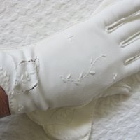 White Gloves Short Sz 6 Embroidered Vintage Retro Mid Century 40s 50s Tea Dance Wedding Downton Cosplay Gloves Free Ship US  WhenRosesBloom