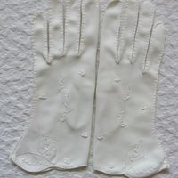 White Gloves Short Sz 6 Embroidered Vintage Retro Mid Century 40s 50s Tea Dance Wedding Downton Cosplay Gloves Free Ship US  WhenRosesBloom