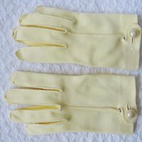 Yellow Gloves tailored Fabric Sz 6.5 Vintage Wedding Tea Party Retro Mid Century Bridal Downton Retro Cosplay Free Ship  US When Roses Bloom