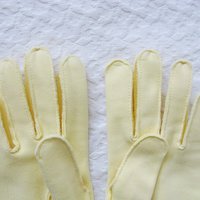 Yellow Gloves tailored Fabric Sz 6.5 Vintage Wedding Tea Party Retro Mid Century Bridal Downton Retro Cosplay Free Ship  US When Roses Bloom